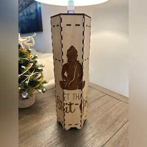 Laser Cut Wine Box With Buddha - Let That Shit Go